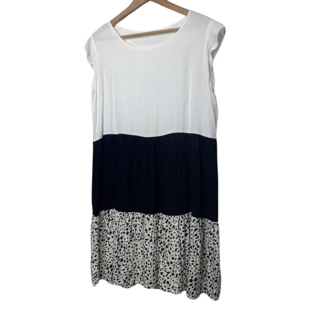 UNBRANDED | Women's Neutral Animal Print Color Block Casual Sundress | Size L - Picture 5 of 12
